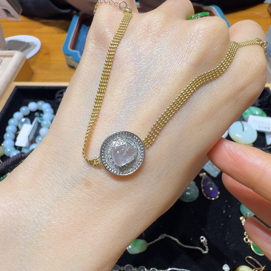 翡翠18K金镶嵌手链