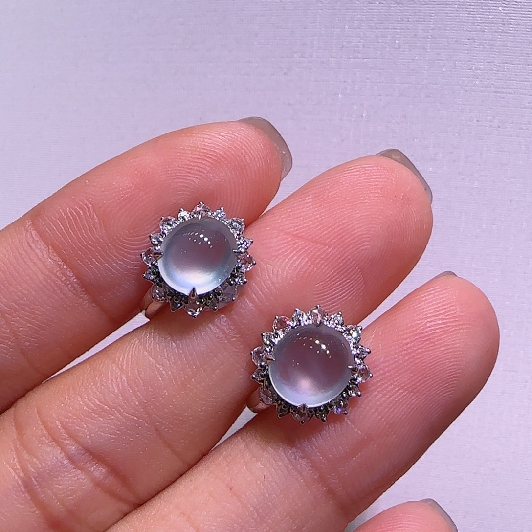 翡翠耳环18K金镶嵌耳包