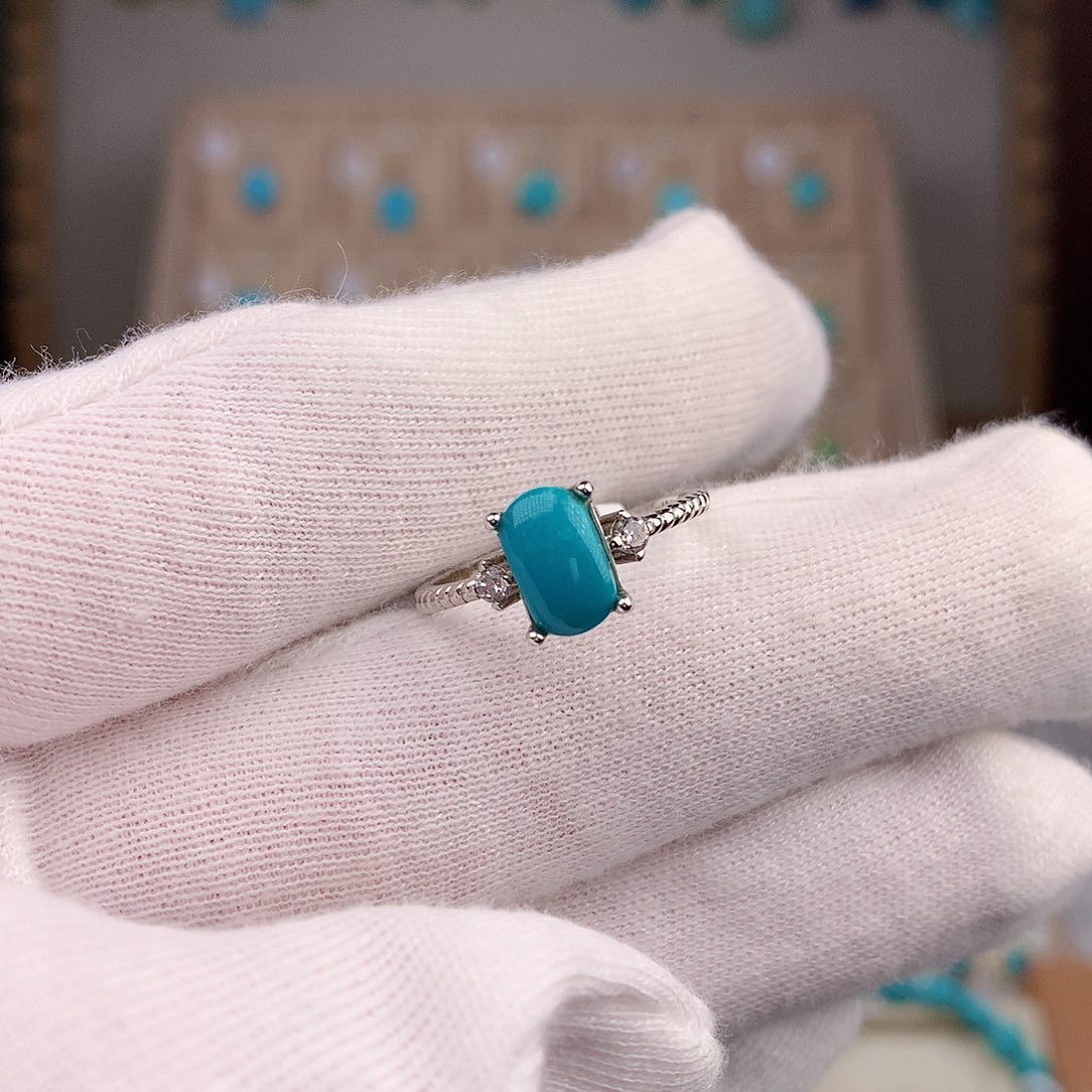 绿松石戒指银S925镶嵌