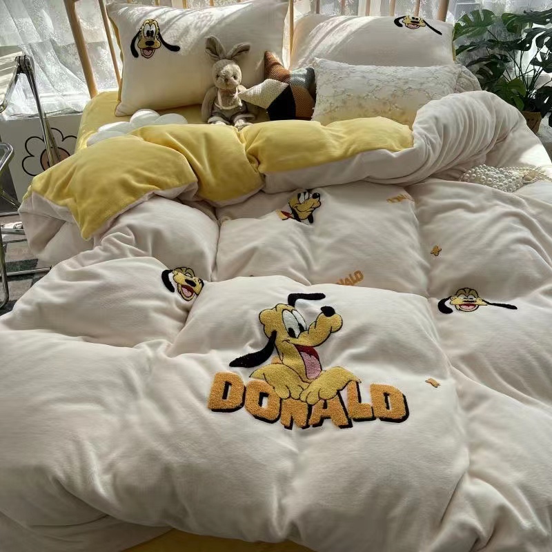 暖冬牛奶绒绣花四件套冬季保暖床上用品被套双人1047高飞