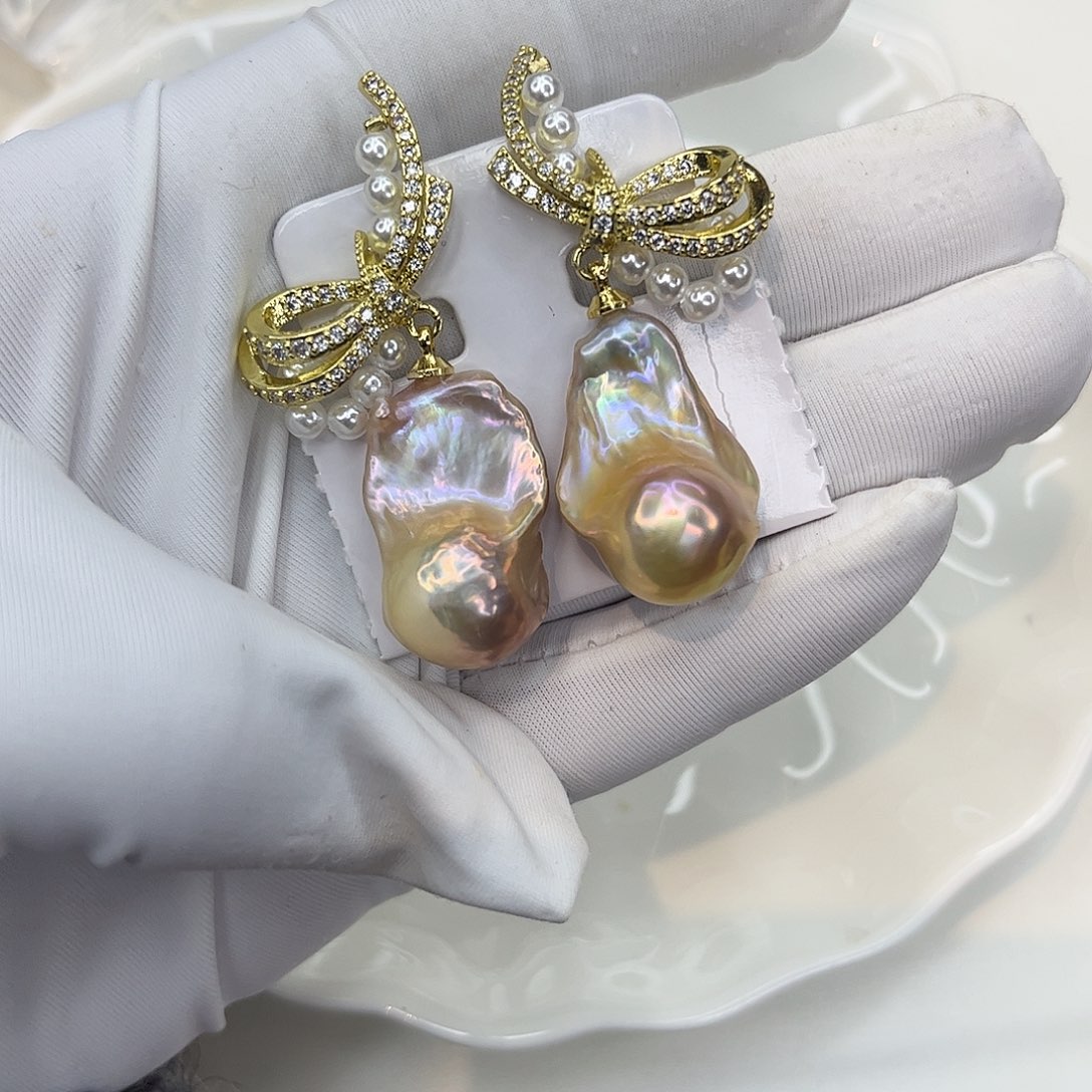 淡水珍珠耳饰合金