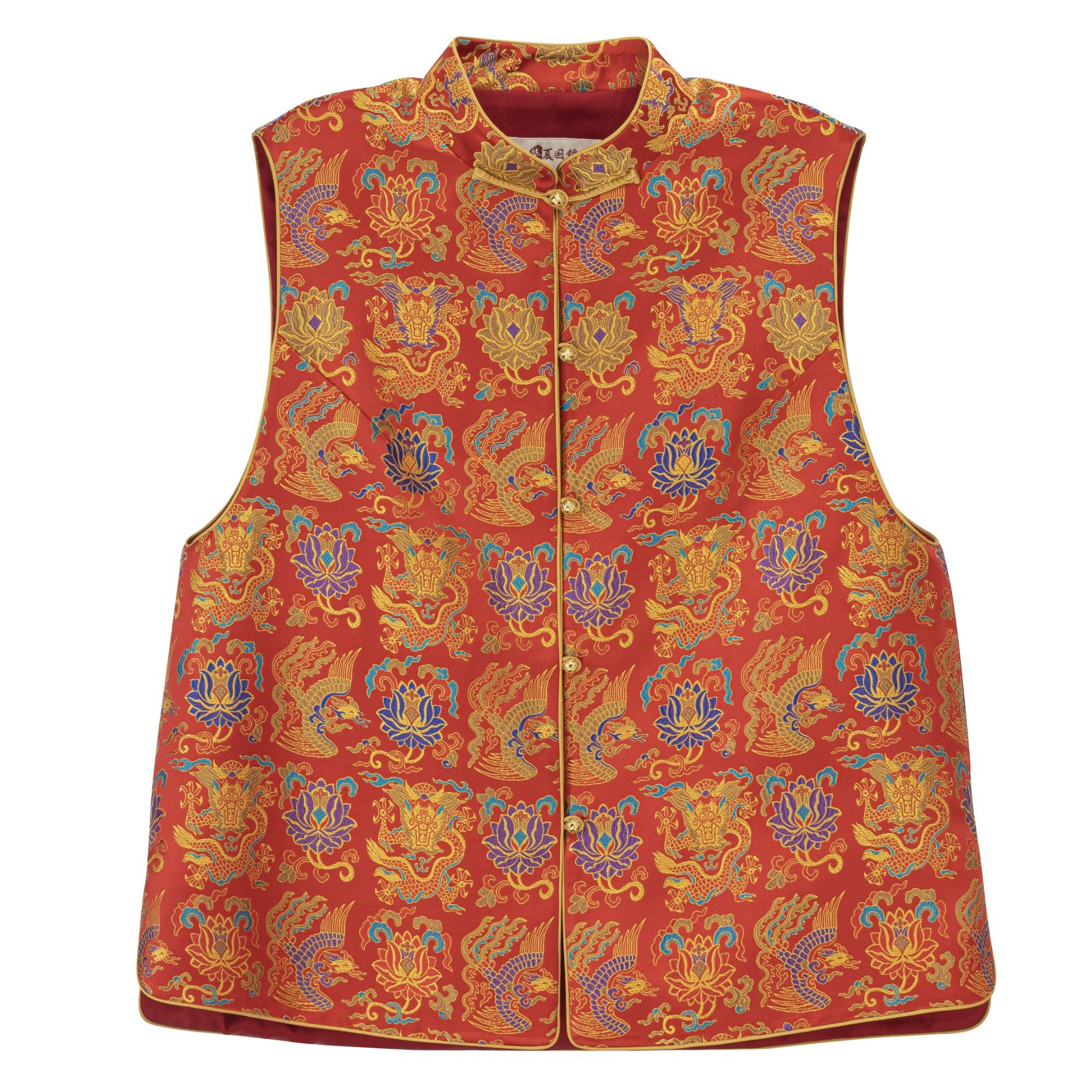 【禧年】红地凤穿莲蜀锦马甲新中式国风女装龙凤纹【四川工美蜀锦】