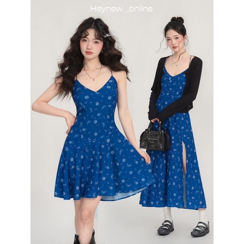 【年中宠粉福利】长短款开叉露背V领显瘦吊带不规则鱼尾裙5C1355