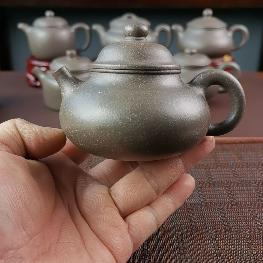 紫砂茶壶梨皮天青容天230CC国工