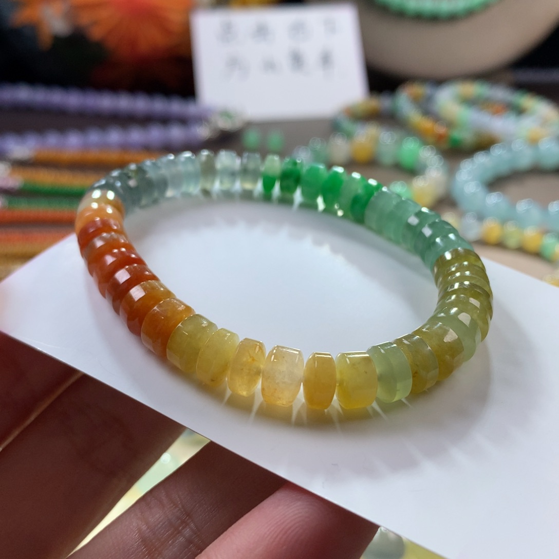 翡翠手链未镶嵌翡翠渐变色多宝卡7.5+