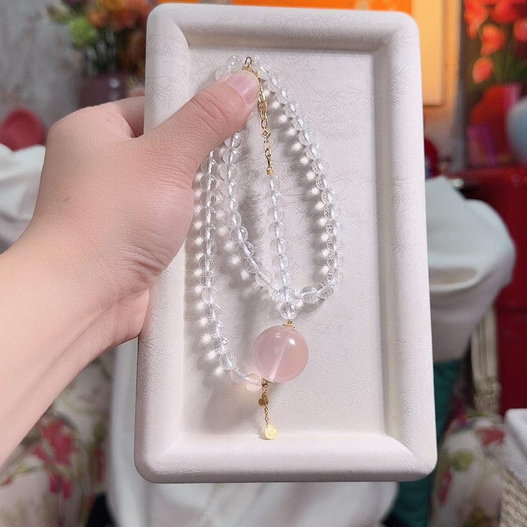 水晶手串18K金镶嵌手串