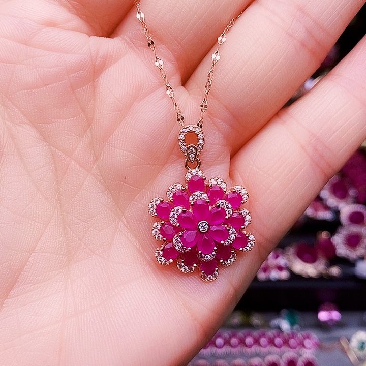 颈饰银S925镶嵌红宝石