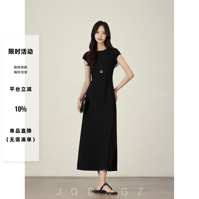 黑色连衣裙女夏法式气质长裙收腰高级小众不撞款裙子25XQ303