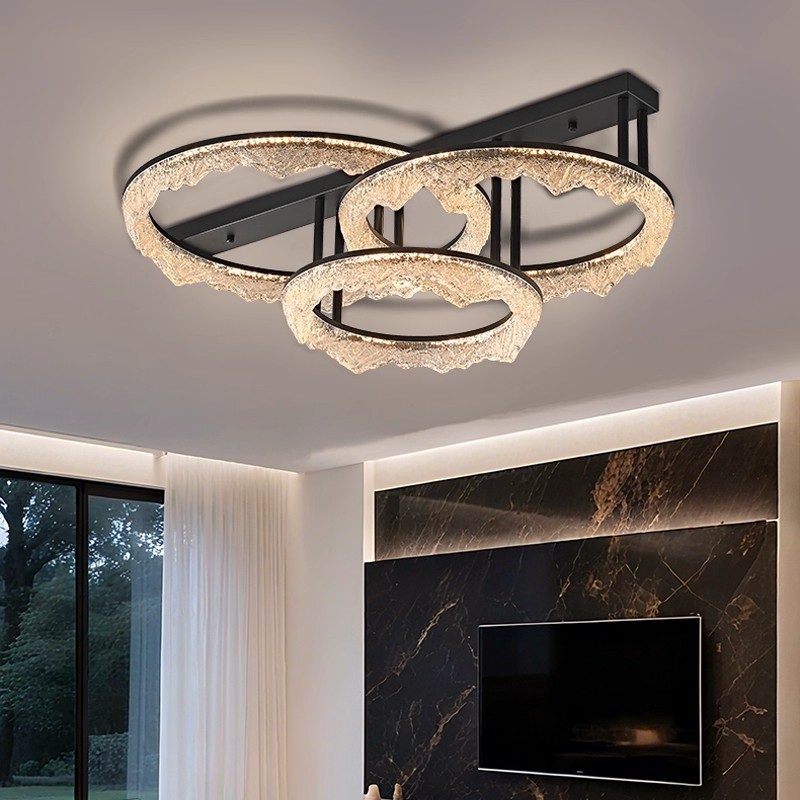 设计师新款高级雪山艺术感客厅灯吸顶灯大厅圆环组合主灯具全光谱