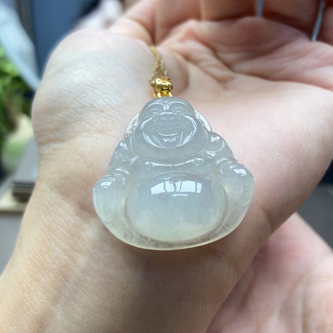 翡翠颈饰银S925镶嵌吊坠佛公