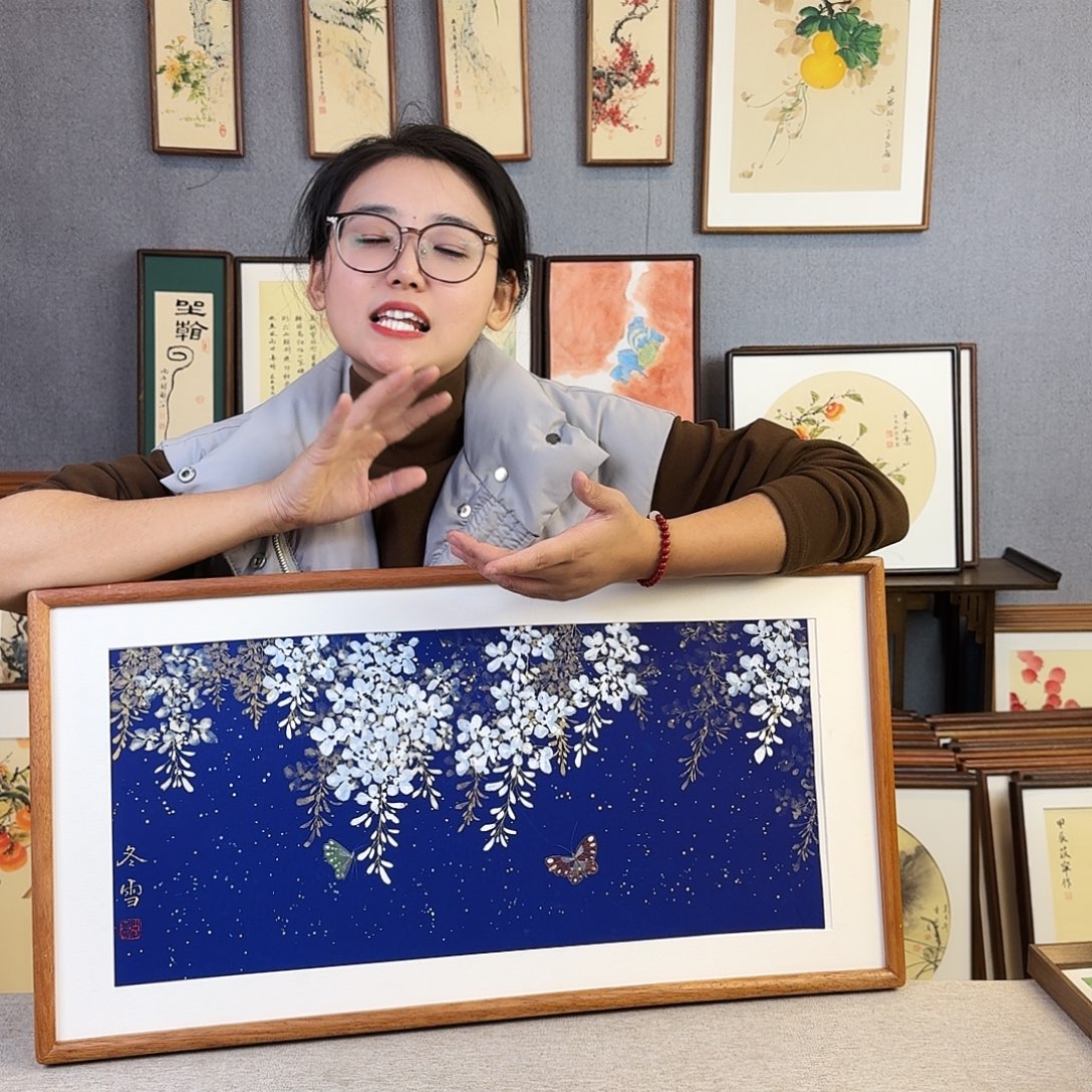 国画手绘带框尺寸： 36*69