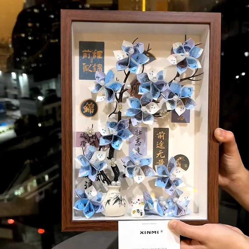 创意发财树有钱花束礼盒diy材料包相框摆件生日礼物送朋友闺蜜礼