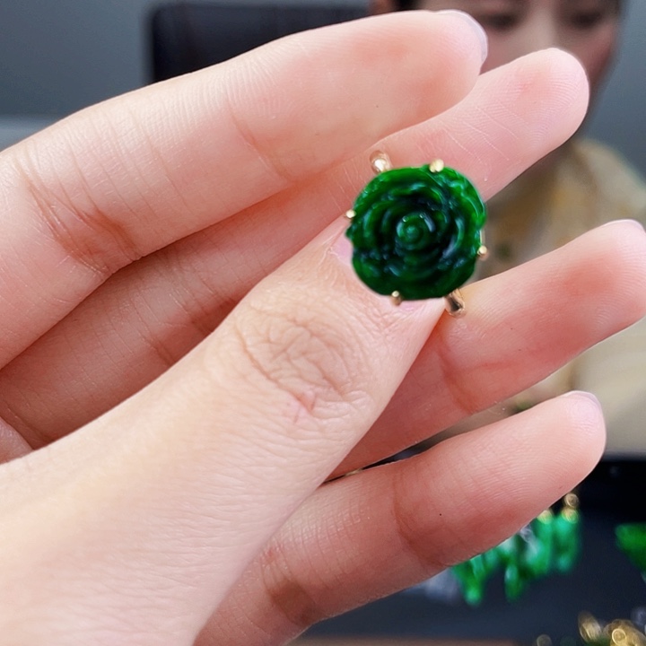 翡翠戒指银S925镶嵌饰品