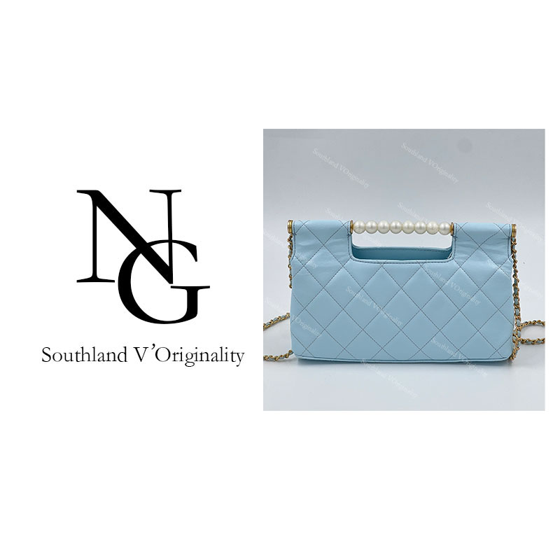 NG/26CM原创私定真皮包1176-横珠手柄香-蓝