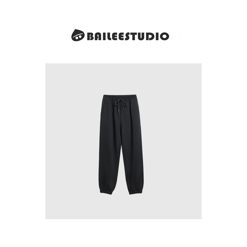 【柏栗良品】韩版束脚纯棉松紧腰纯色简约休闲哈伦卫裤815s1