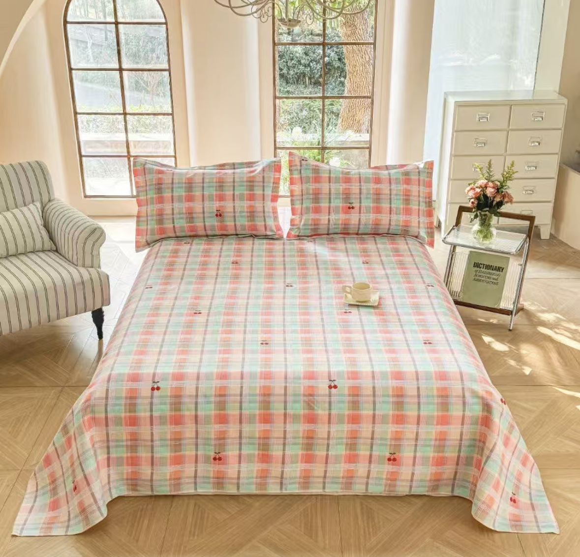 （小樱桃）老粗布双人床单尺寸2.5×2.5 ±5厘米  加厚 四季款