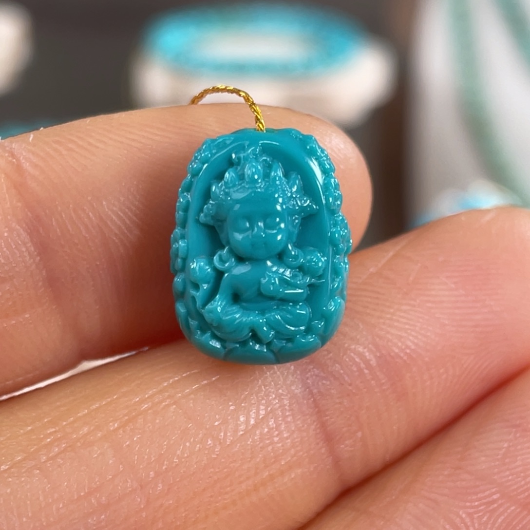 绿松石未镶嵌套链玉化料双面佛