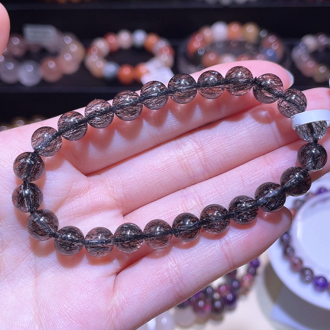 水晶手链未镶嵌发晶手链，晶体通透7.8