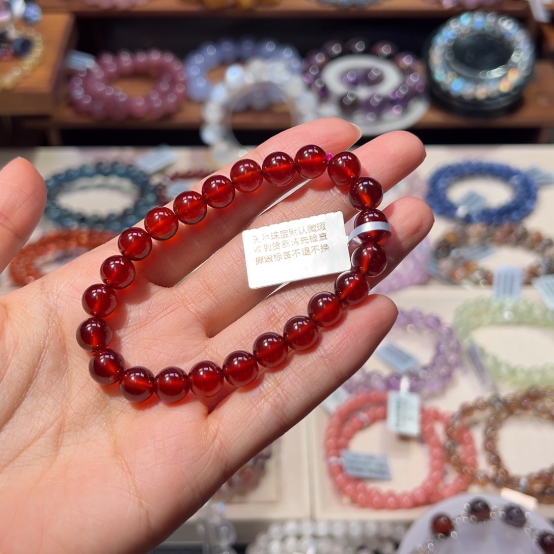 未镶嵌手串石榴石8m收藏级冰透体石榴石