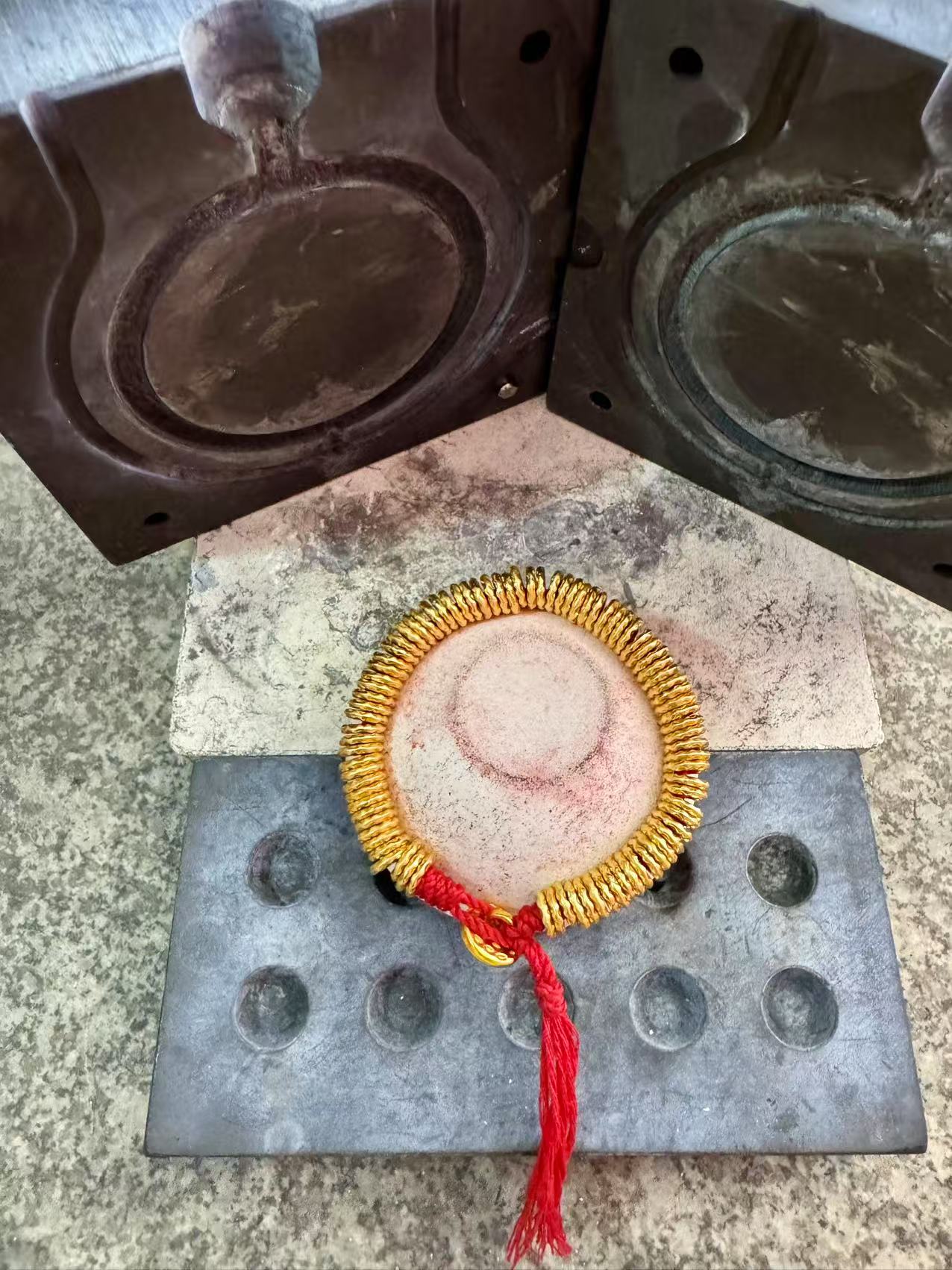 【纯手工】炉内锻打豆豆改款【黄财神盘缠】金色摆件