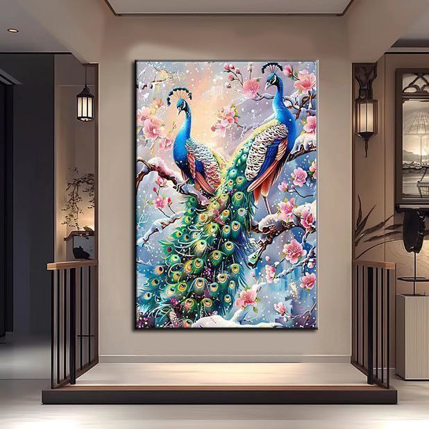 diy厂家直发回收。钻石画孔雀开屏