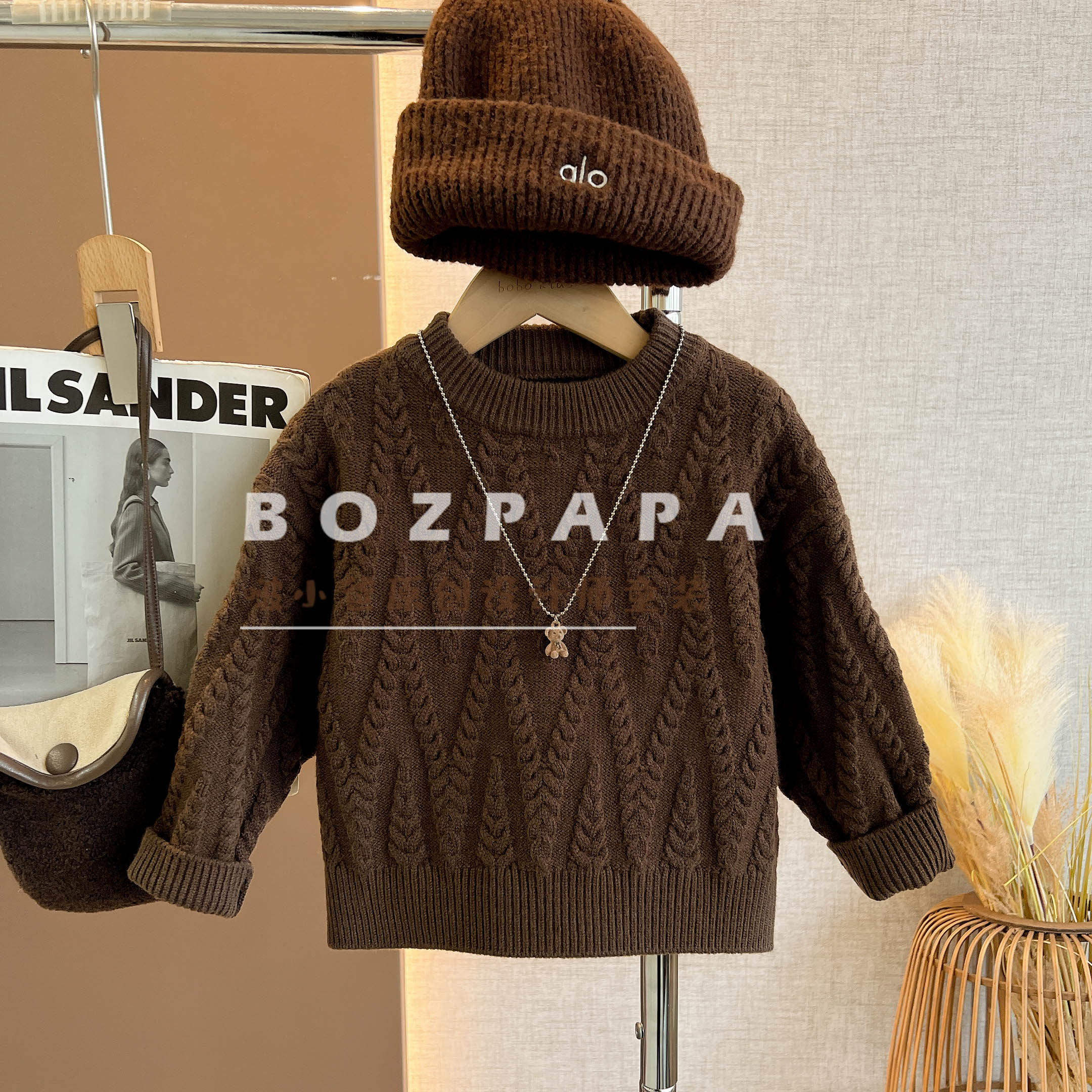 现货啵小爸【沉默黎明】2025冬季新款男童时尚休闲麻花v形针织毛衣