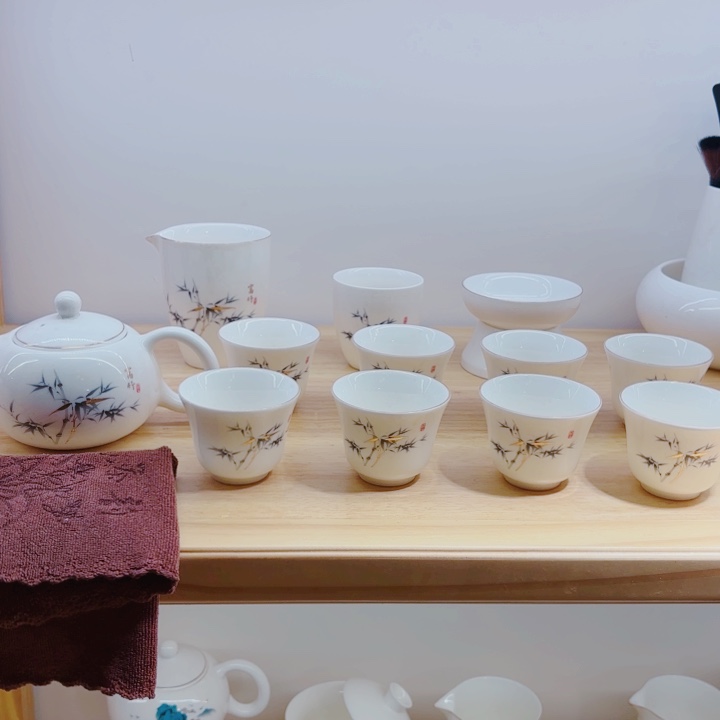 德化羊脂白玉瓷茶具套装