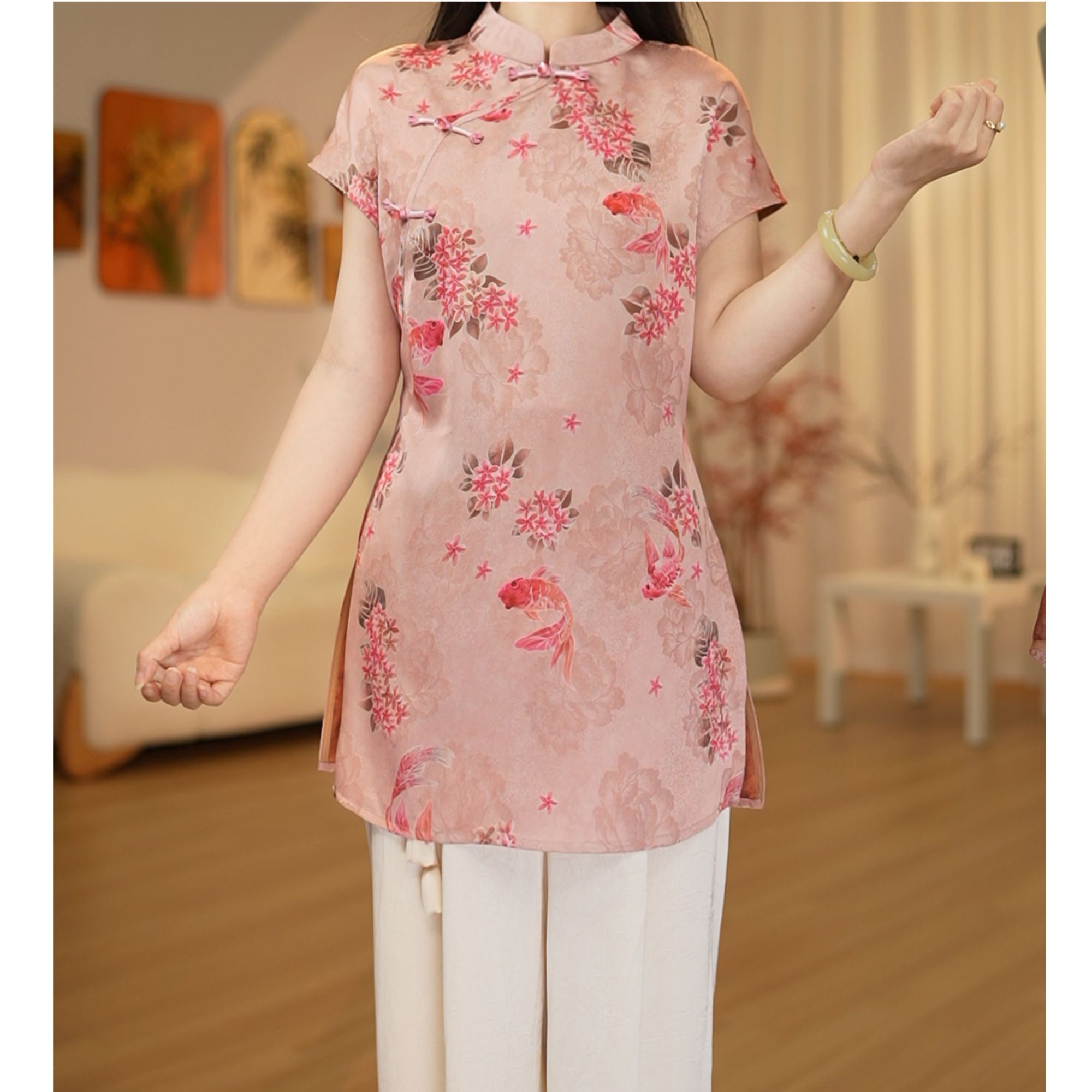 【1306-碧波红鲤】新中式国风女复古宽松上衣-菲哥