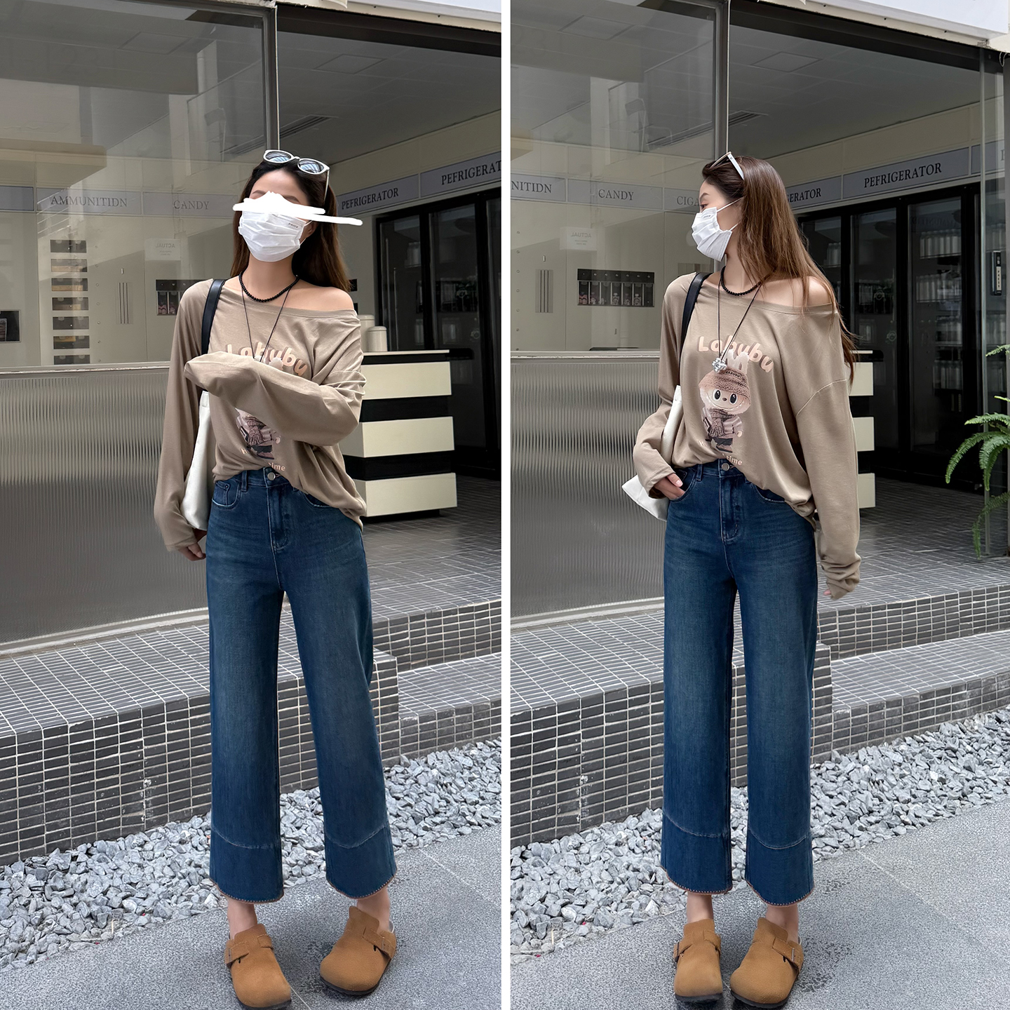 修饰腿型~四面弹高腰牛仔裤女秋2025新款直筒宽松显瘦烟管九分裤