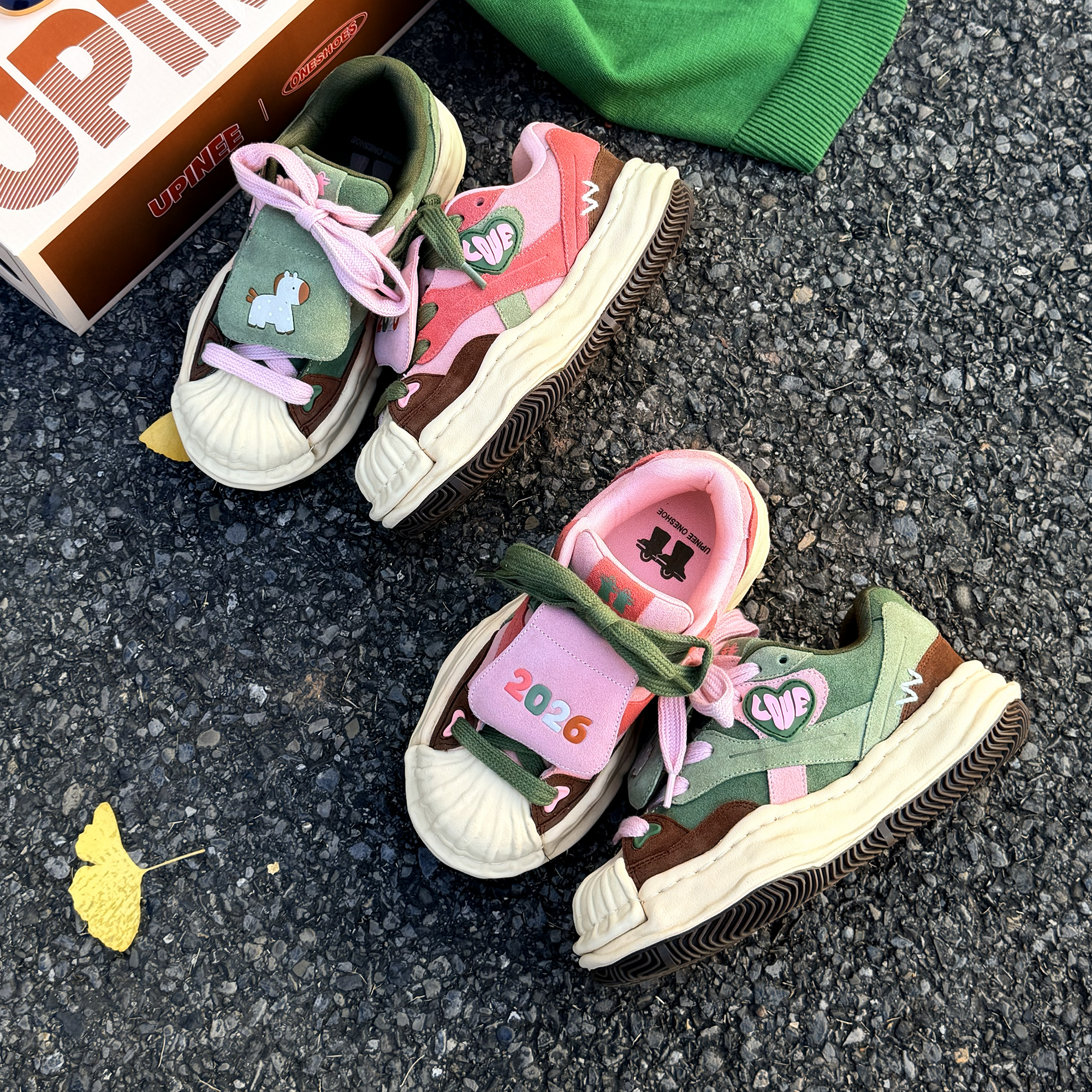 ONESHOE 2026马年贺岁款鸳鸯鞋厚底增高双鞋舌潮流情侣鞋UP086