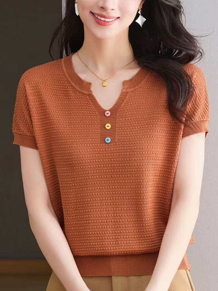 丽丽家~纯色洋气时尚百搭夏季宽松上衣263