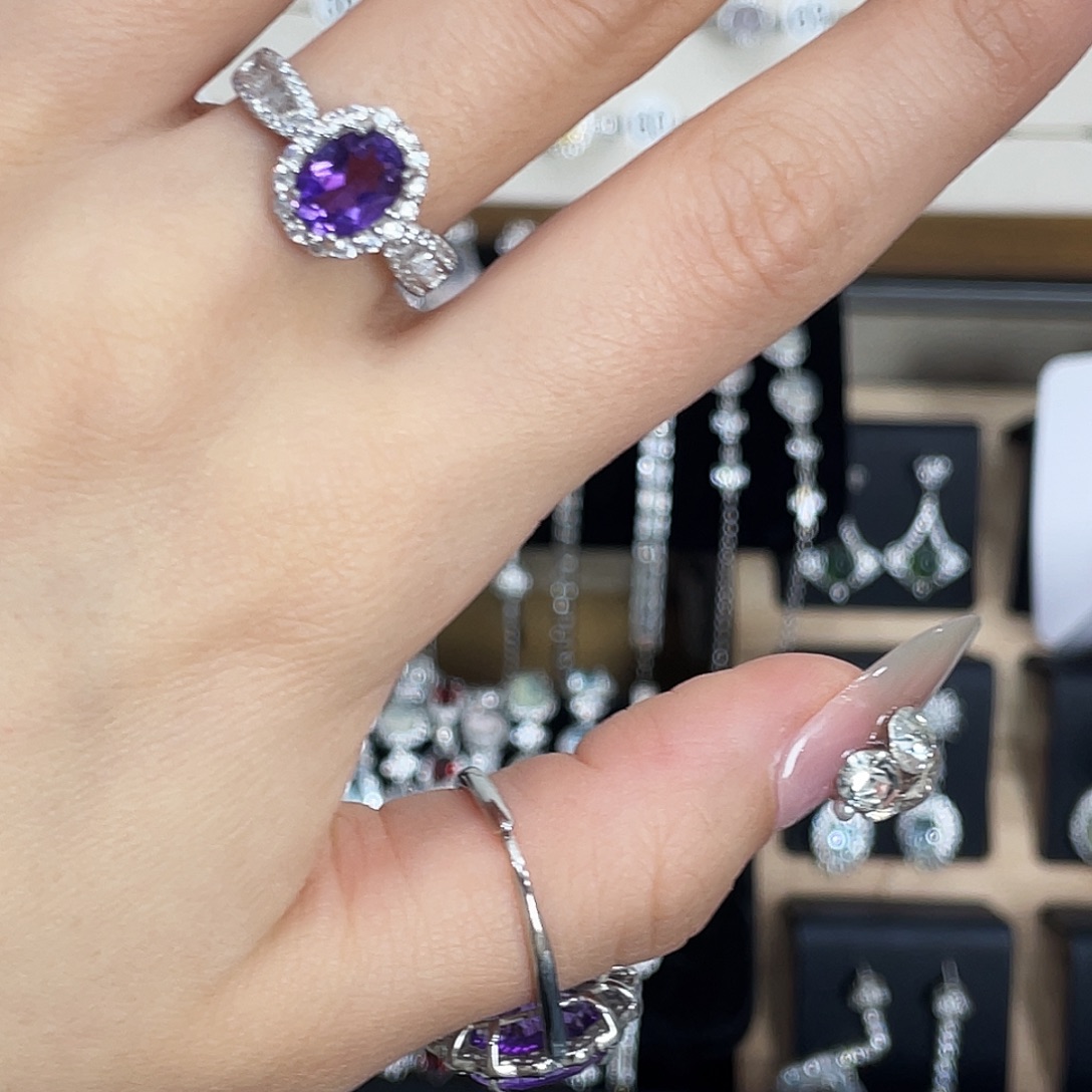 *****戒指银S925镶嵌紫晶