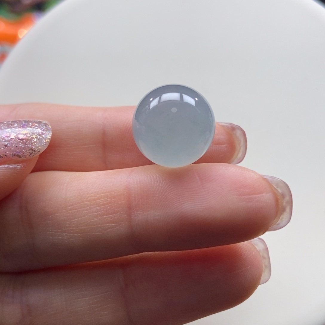 翡翠颈饰未镶嵌冰蓝圆珠14.7mm