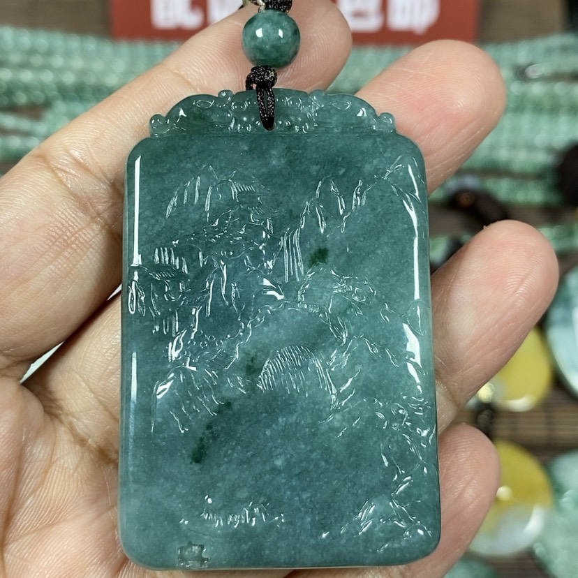 【闪购商品】翡翠颈饰未镶嵌玉吊坠翡翠玉双面山水牌
