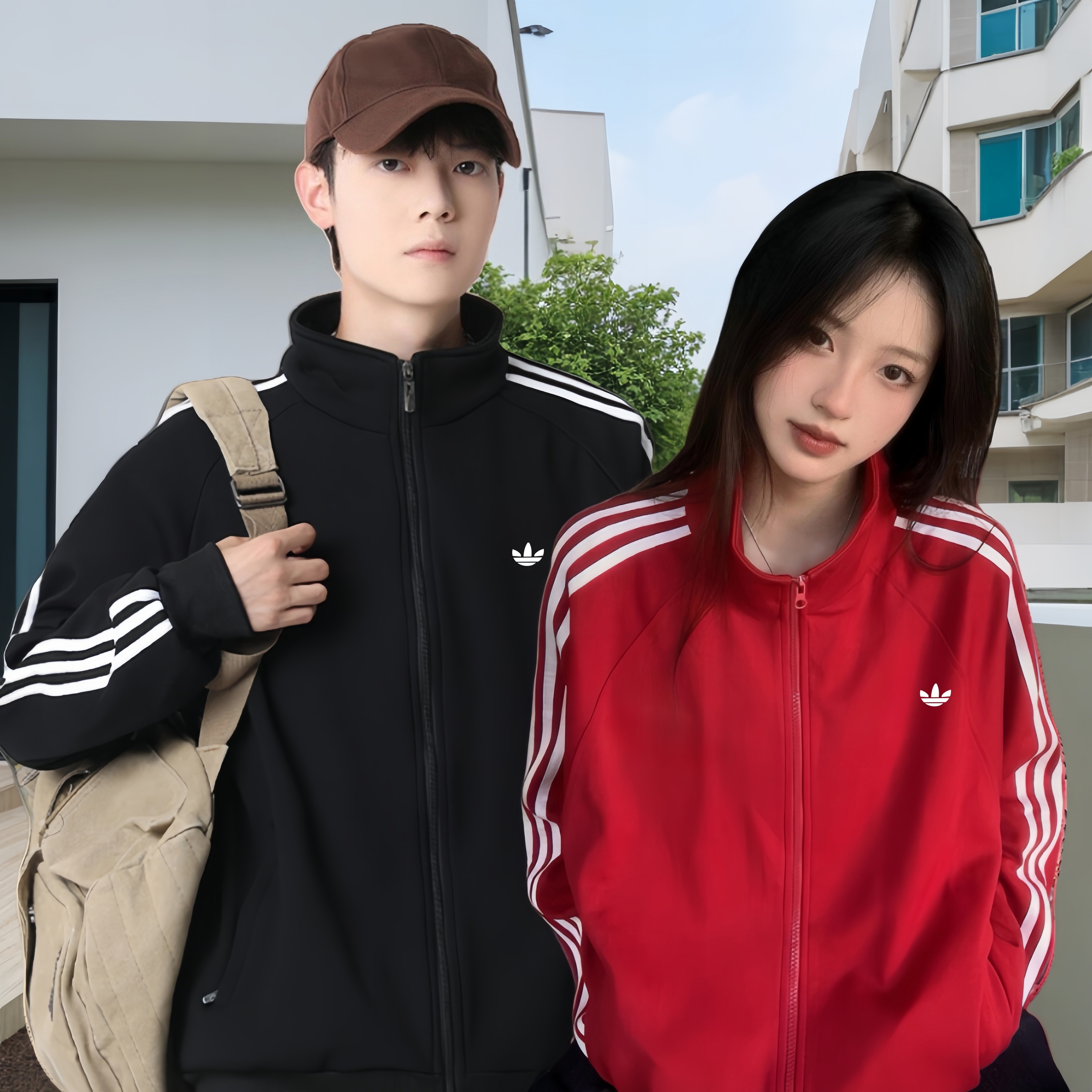 【商场同款】刺绣标宽松型拉链常规款男女同款卫衣立领秋季