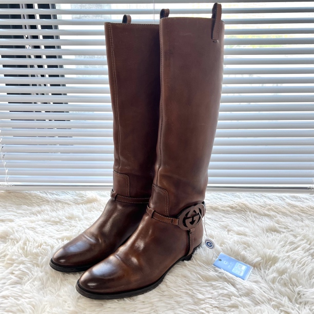 95新 GUCCI/古驰 牛皮渐变马丁靴 38码（偏大）公价1W h050 