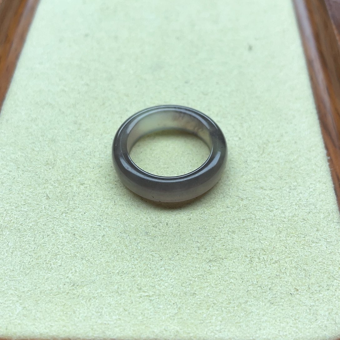 和田玉戒指未镶嵌103冰紫圆条，港码14号