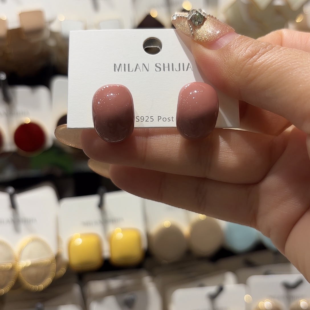 琉璃铜合金925银耳钉的