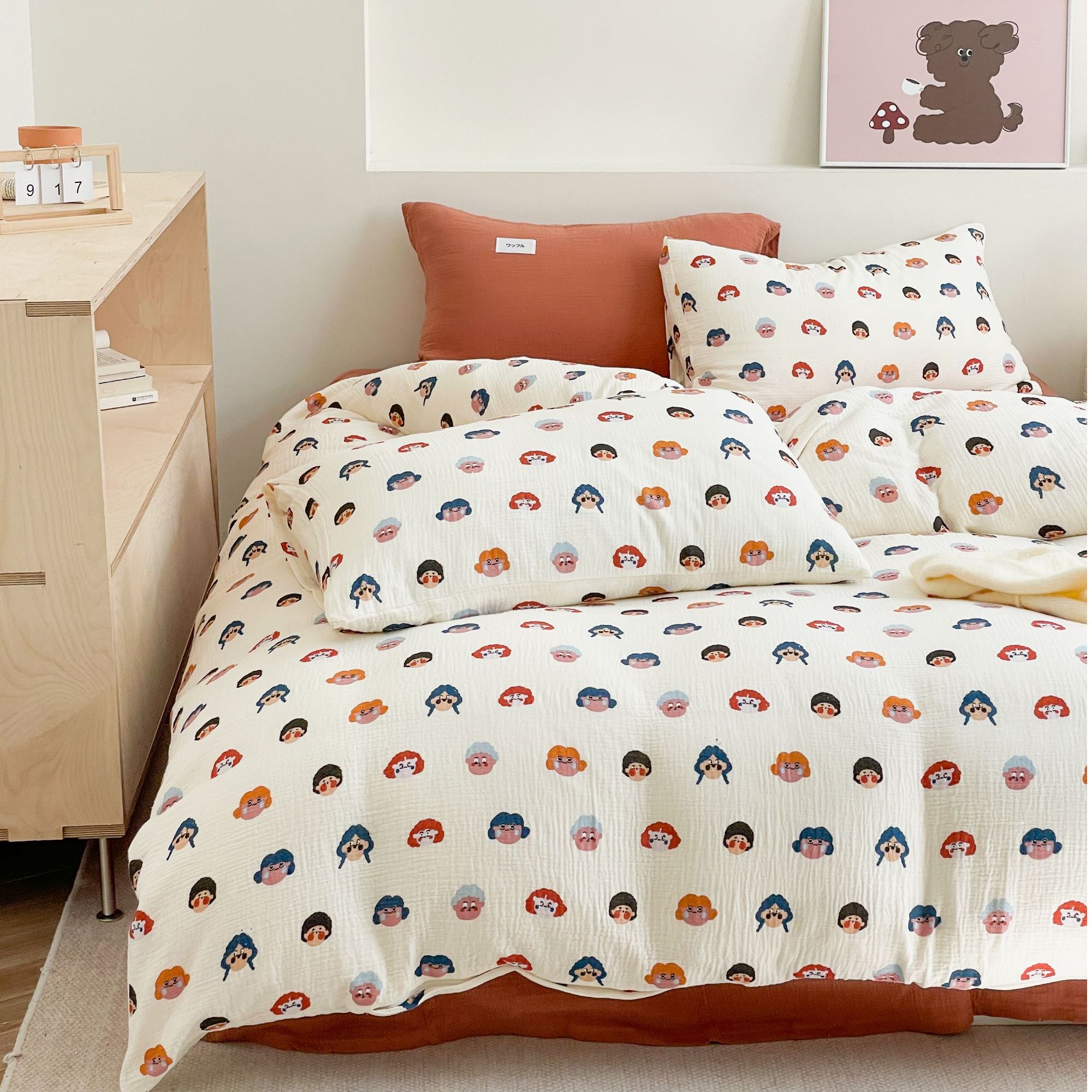 全棉皱皱纱印花四件套