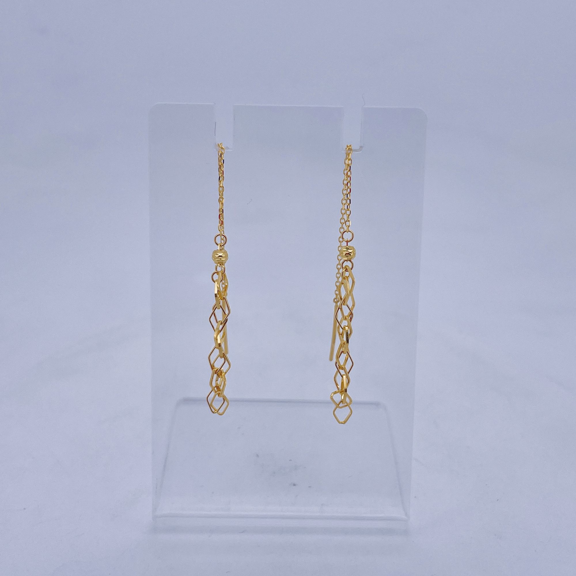 足金999黄金菱形金耳线2.2 2515028302