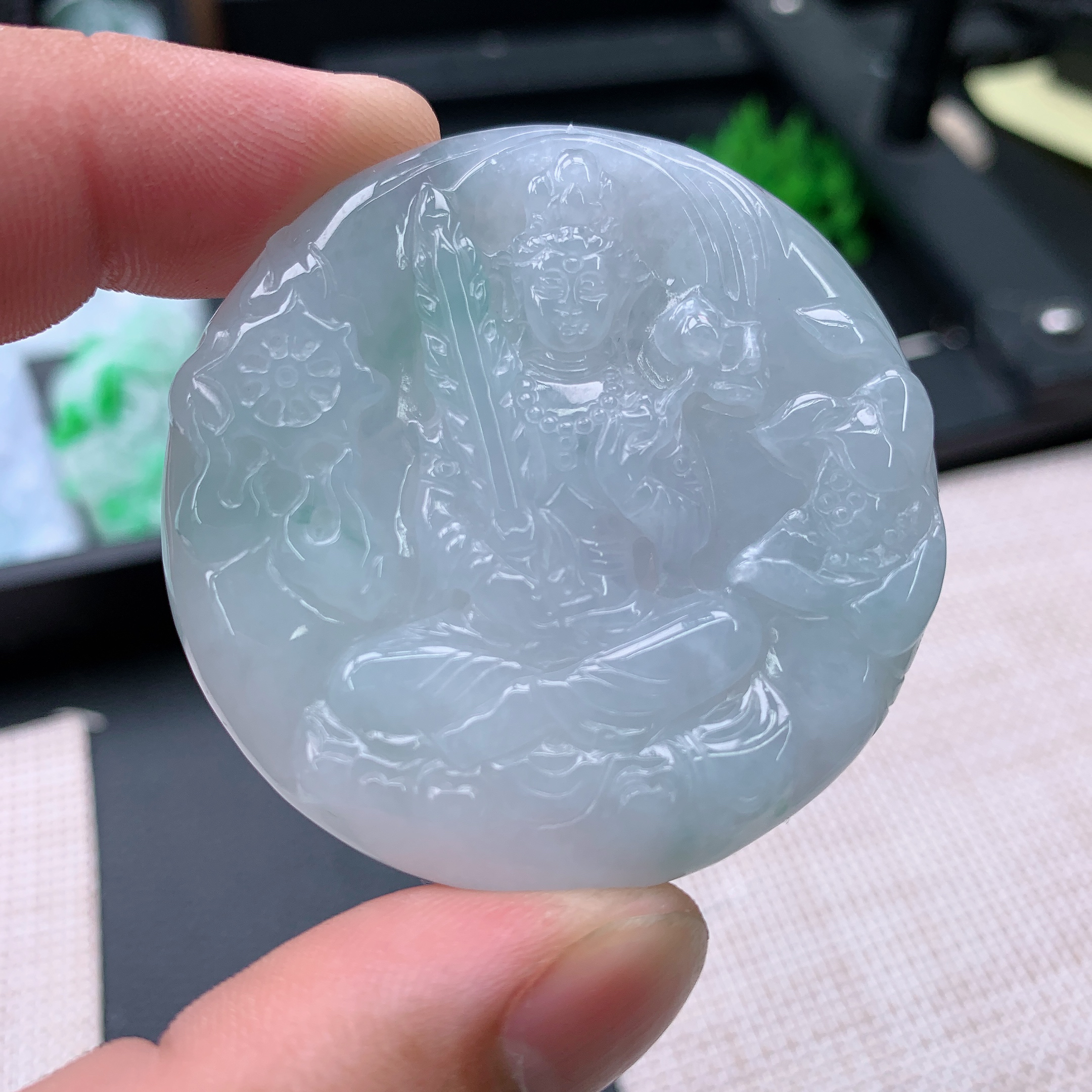 天然A货翡翠虚空藏菩萨吊坠挂件50.5-5.4
