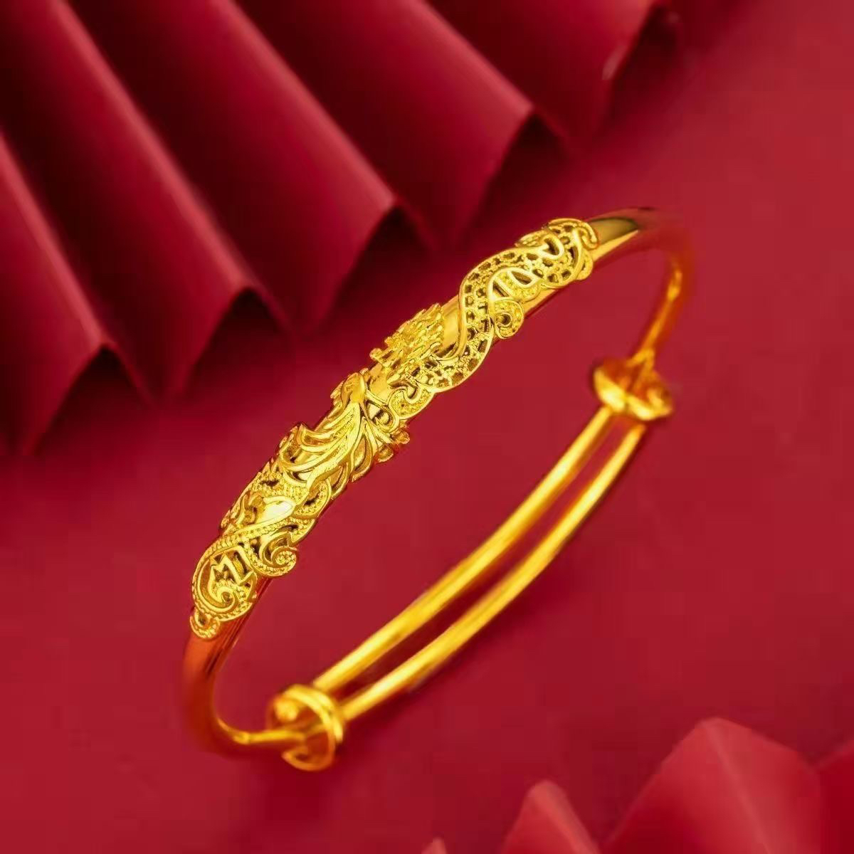 【专柜同款品质】龙凤呈祥推拉手镯  送证书+礼盒
