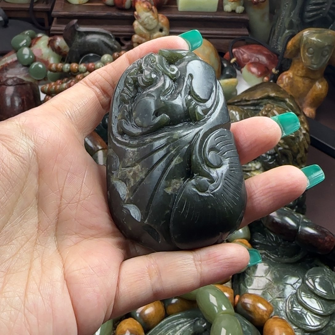 岫岩河磨玉（透闪石质玉）手把未镶嵌