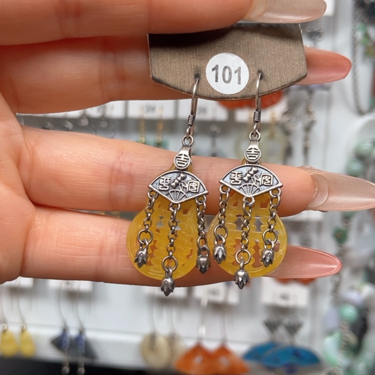 【闪购商品】翡翠耳饰银S925镶嵌优化耳饰