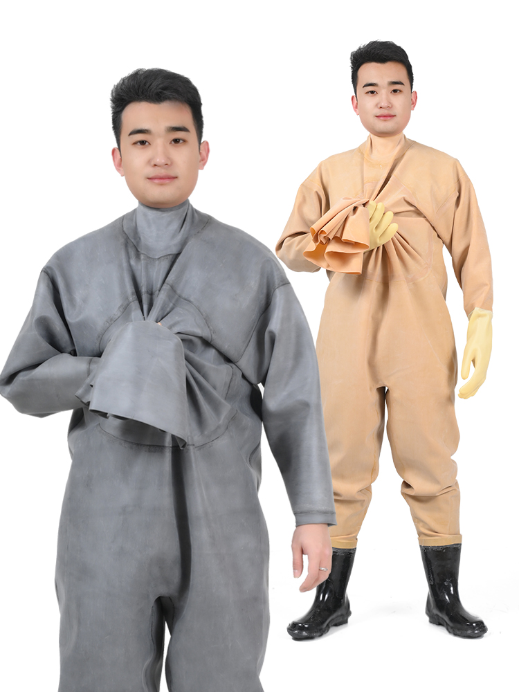 加厚全橡胶全身连体下水裤捕鱼撒网挖藕涉防水裤下水裤皮叉裤雨裤