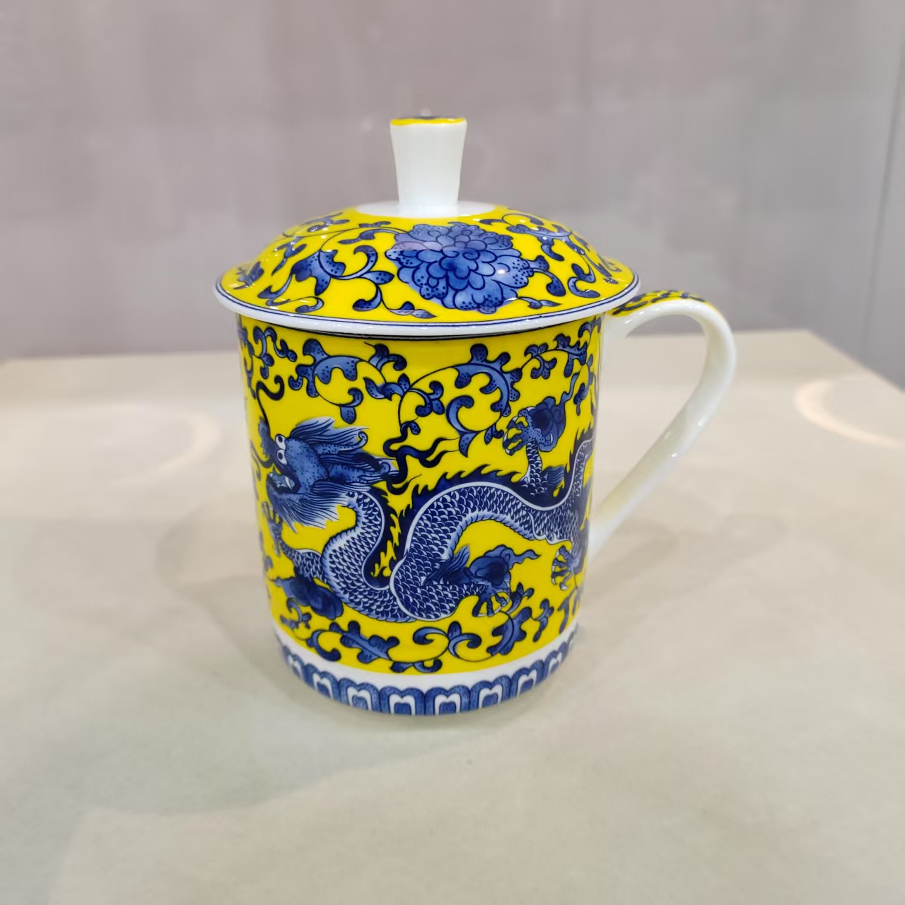 A01005景德镇陶瓷杯黄龙办公杯