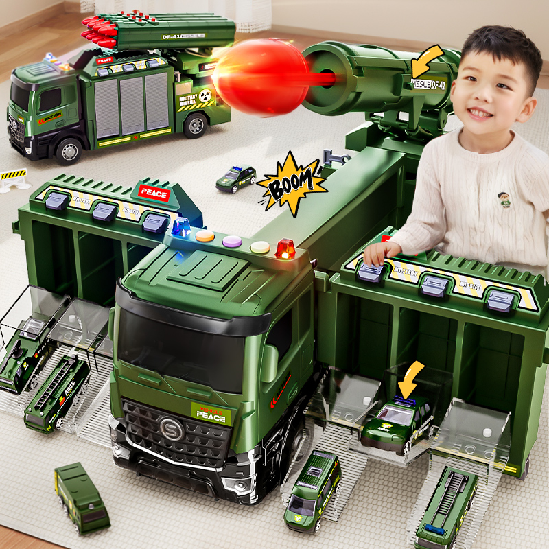 儿童导弹军事车停车场玩具消防车坦克炮弹发射玩具车儿童玩具车