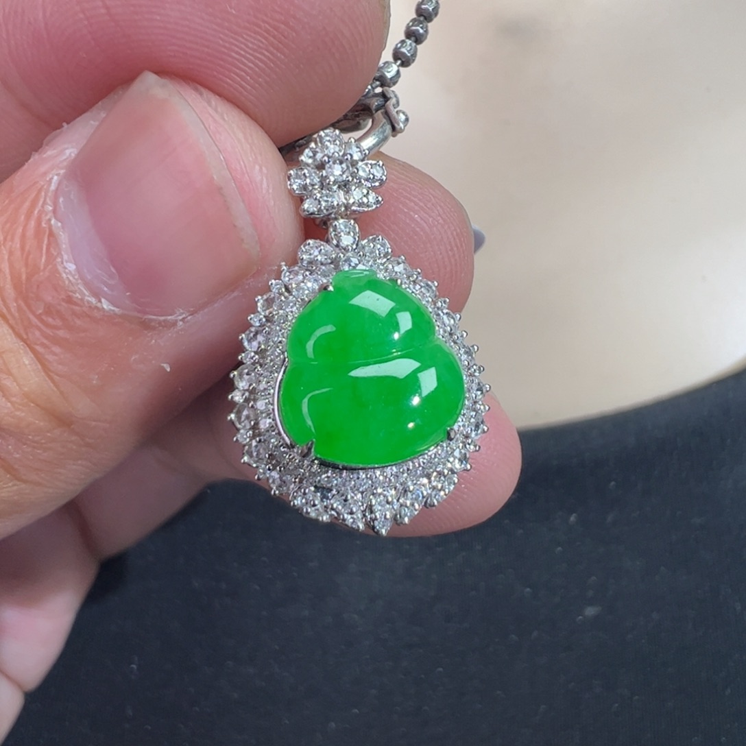 翡翠18K金镶嵌吊坠(不含链)