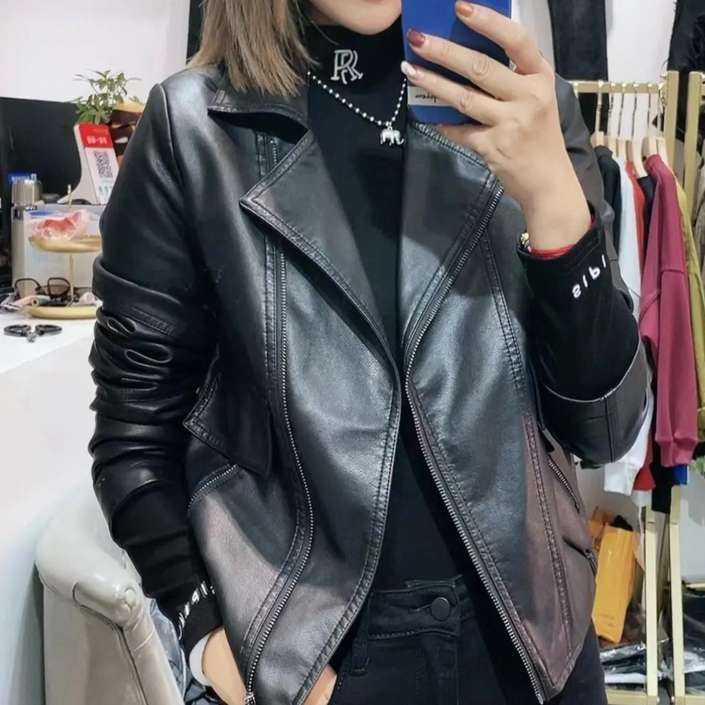 皮衣女2025春秋新款夹棉韩版时尚设计感气质百搭显瘦短款洋气上衣