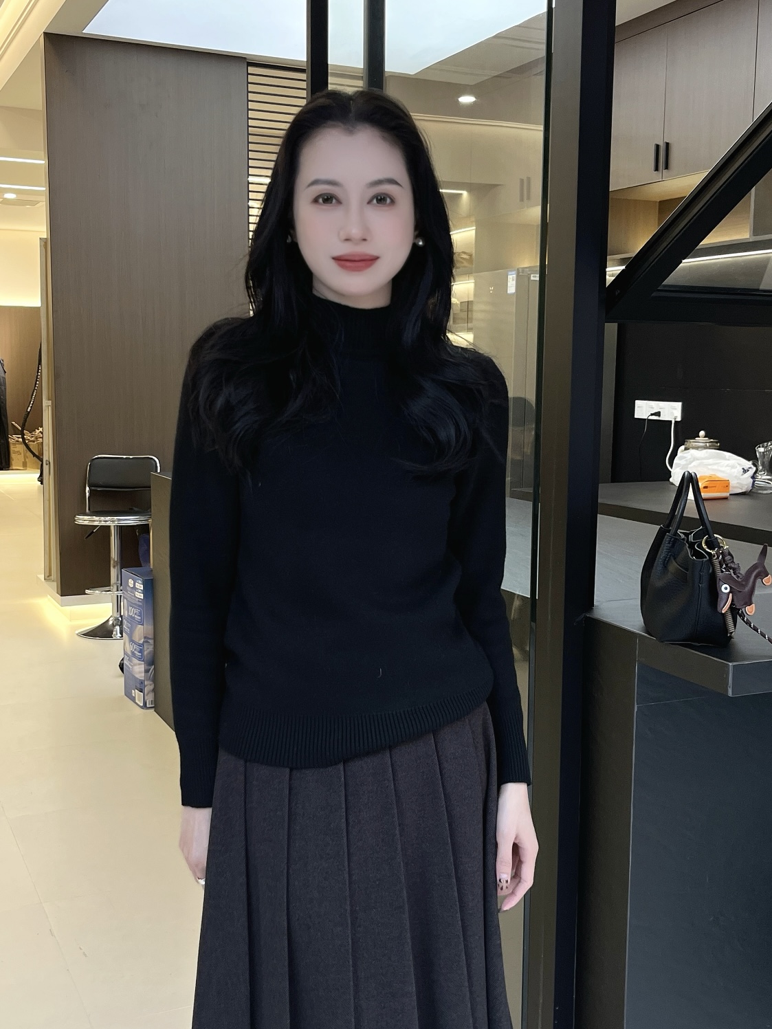 【Si&华严选】百搭软糯一体绒打底衫半高领内搭毛衣保暖上衣9172